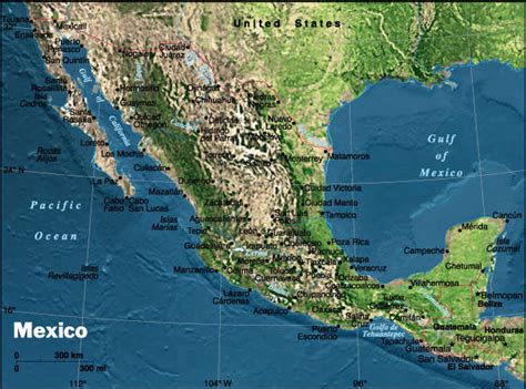 Physical Mexico Map Mexico Mappery