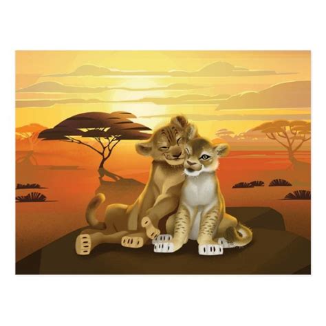 Lion King Simba And Nala At Sunset Postcard Simba And