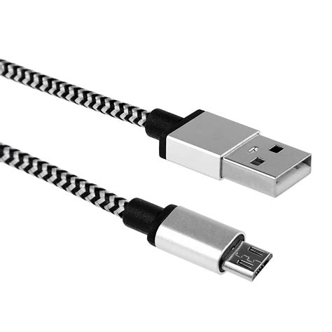 3610ft Braided Aluminum Micro Usb Data Sync Charger Cable For Android
