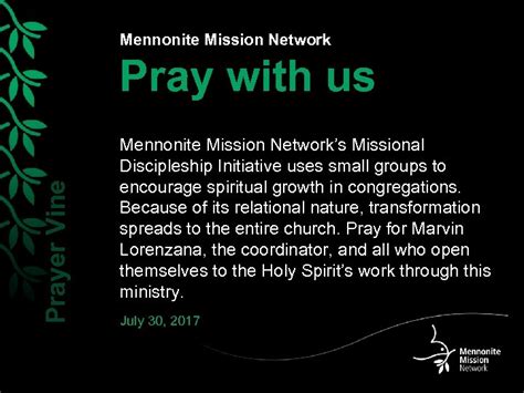 Mennonite Mission Network Prayer Vine Pray With Us