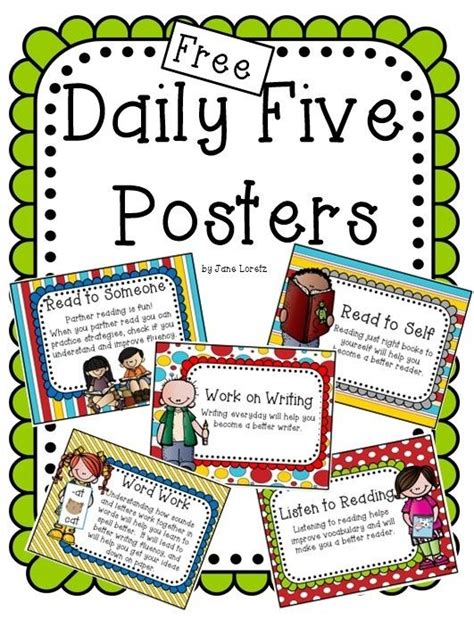 Free Daily Five Posters By Vcateacher Daily Five Posters Daily Five