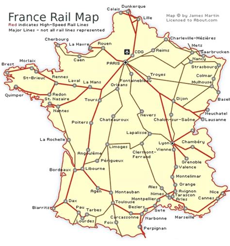 A Map Of France With All The Roads And Major Cities On Its Side