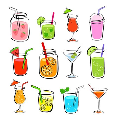 Premium Vector Tropical Drinks Summer Set Menu Cold Drinks With Hand