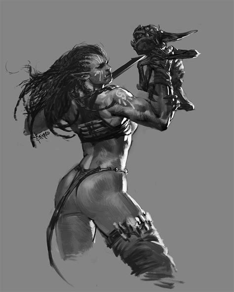 Ms Orc By Bayardwu Female Orc Ork Half Orc Fighter Thief Rogue