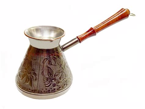 Cezve Turkish Coffee Pot Wooden Handle Ibrik Solid Hammered Copper