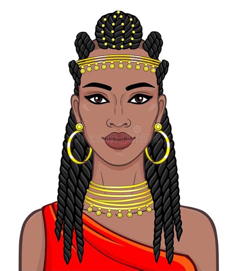 Beleza Africana Retrato Da Animação Da Mulher Negra Bonita Em Um