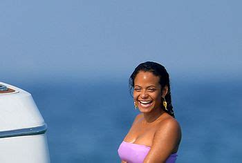 Christina Milian See Through And Cameltoe Bikini On A Yacht Un Celeb