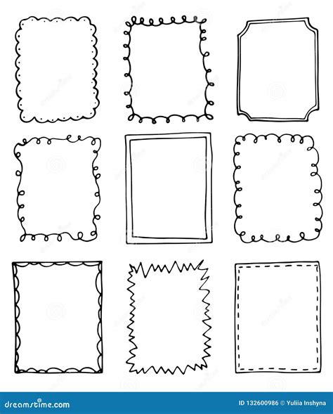 Set Of Hand Drawn Doodle Frames Stock Vector Illustration Of