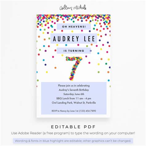 7th Birthday Program Template Easy To Edit And Fully Customizable In