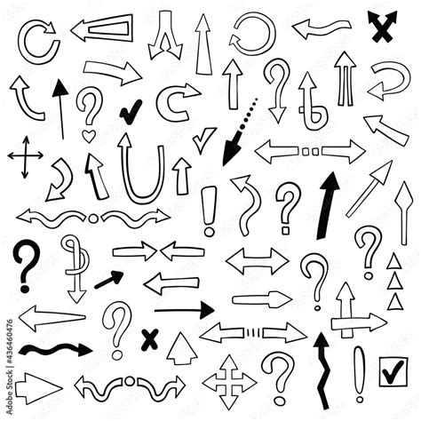 Doodle Vector Arrows Symbols And Design Elements Hand Drawn Set Of