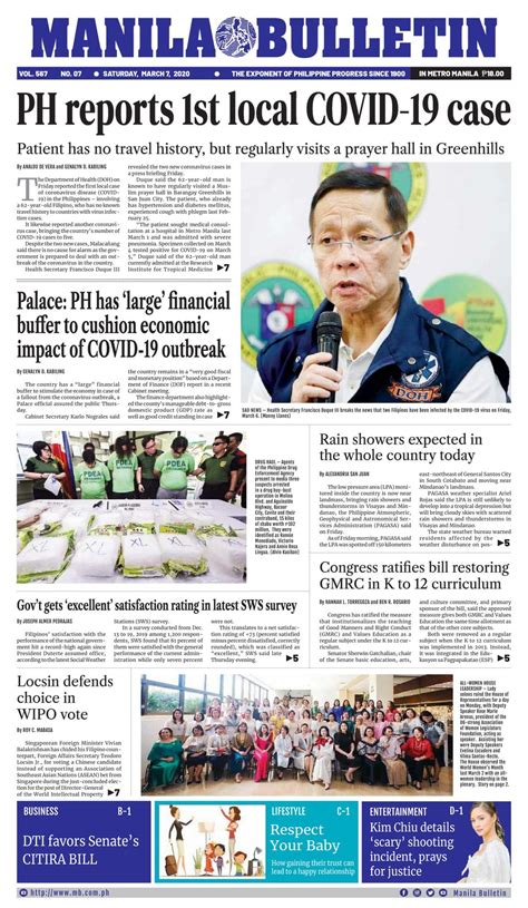 Manila Bulletin March 7 2020 Newspaper Get Your Digital Subscription