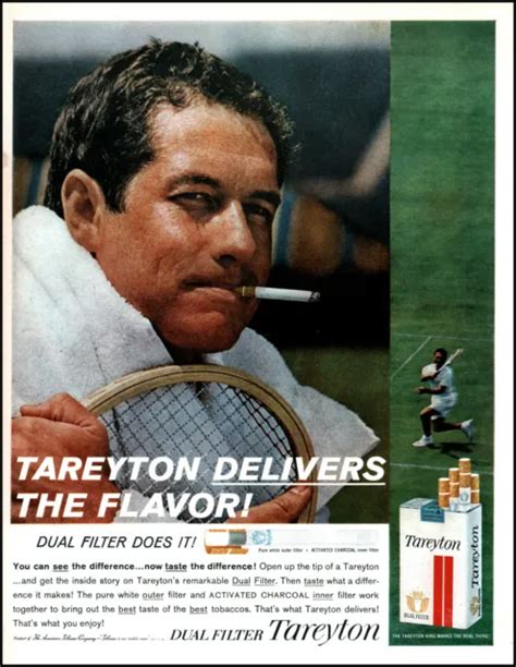 1962 Male Tennis Player Smoking Tareyton Cigarettes Retro Photo Print