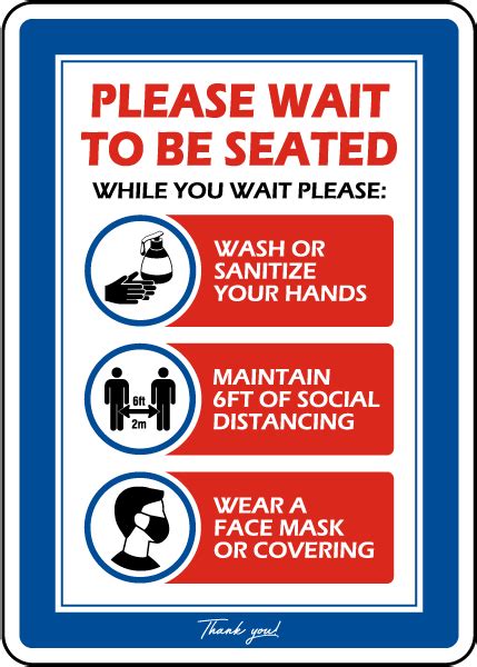 Please Wait To Be Seated Sign Save 10 Instantly