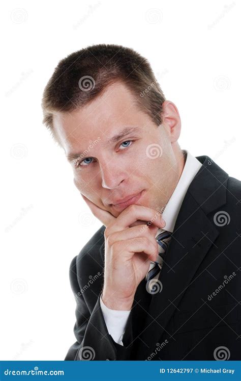Man Leaning On His Hand Stock Image Image Of Handsome 12642797