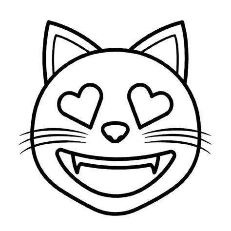 Smiling Cat With Heart Eyes Emoji Coloring Page Download Print Or