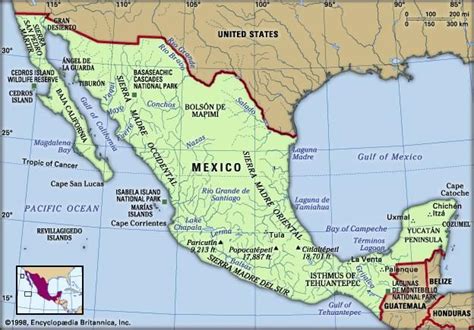 Printable Physical Map Of Mexico