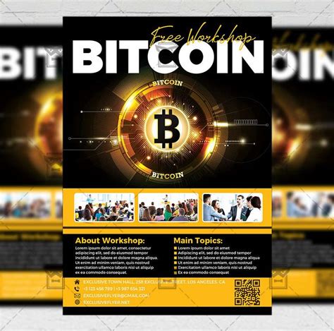 Fully and easily editable shape color. Bitcoin Workshop Flyer - Business A5 Template #exclusiveflyer #psd #freeflyer #freepsd #bitcoin ...
