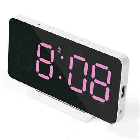 Digital Mirror Surface Usb Electric Led Alarm Clock With Snooze Table