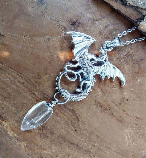 Dragon Pendant With Fillable Crystal Cremation Jewelry Dragon Urn