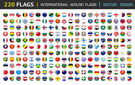 220 International Flag Set In Circle Vector Design Elemant