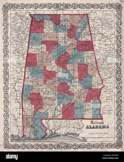 1859 Map Of Alabama Counties Stock Photo Alamy