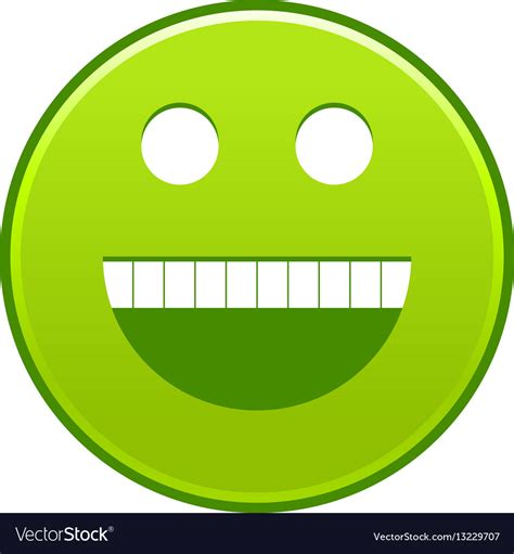 Green Smiling Face Cheerful Smiley Happy Emoticon Vector Image