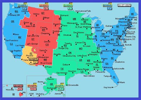 Usa Time Zone Map Large Printable Colorful State With Cities Map