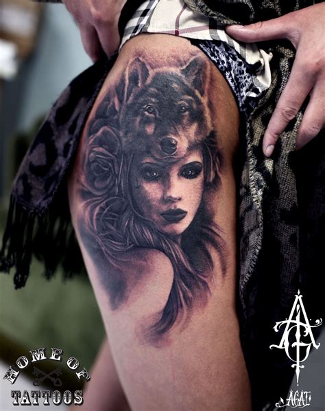 Custom Work Done In 5 6h Tattoo Tattoos Art Realistic Wolf Portrait Black And Grey