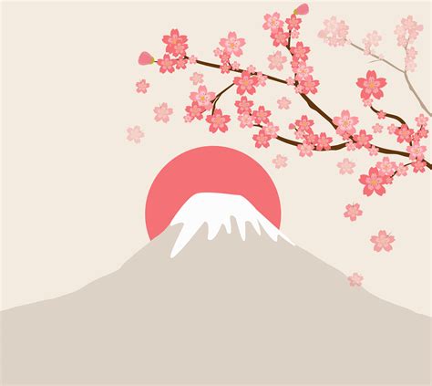 Cherry Blossom And Mount Fuji 661041 Vector Art At Vecteezy