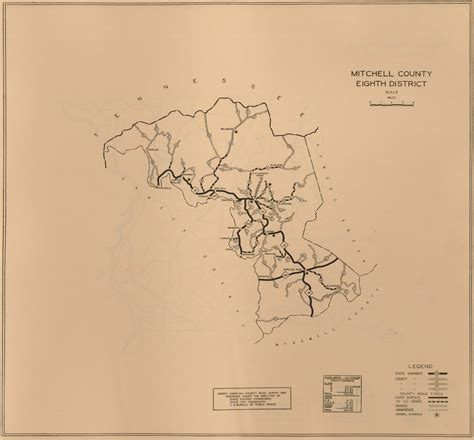 1930 Road Map Of Mitchell County North Carolina