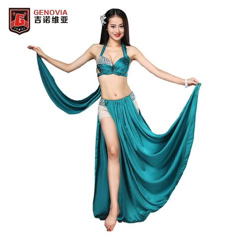 Professional Belly Dance Costume Set Performance Diamond 2pcs Bra Skirt