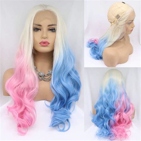 24 Cosplay Drag Queen Wigs Harley Quinn Hairstyle 60 White Blonde Ombre