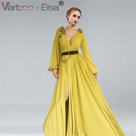 Varboo Elsa Women Special Occasion Evening Dress Sexy Deep V Neck