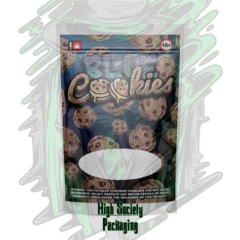 Blue Cookies Mylar Bag Sticker High Society Packaging