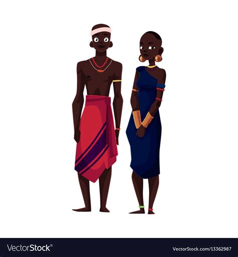 Native Black Aboriginal Man And Woman From African