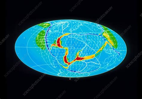 Computer Model Of Pangaea After Break Up 130my Bp Stock Image E350