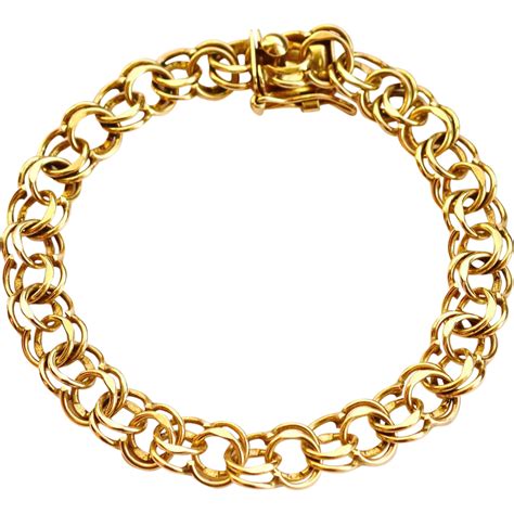 Beautiful 14k Gold Double Link Starter Charm Bracelet By American