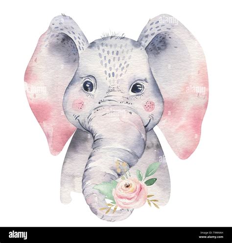 Une Affiche Avec Un Bébé éléphant Aquarelle Caricature Des Animaux