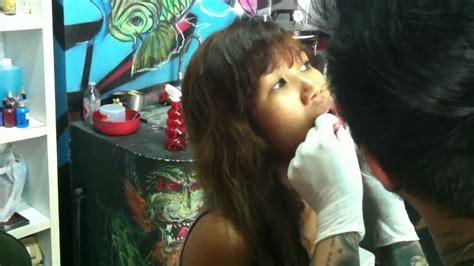 Thai Girl Gets Lip Pierced In Tattoo Shop Ao Nang Krabi Youtube