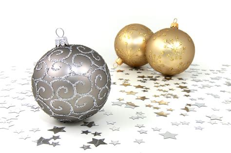 Ornaments Free Stock Photo Silver And Gold Christmas Ornaments With