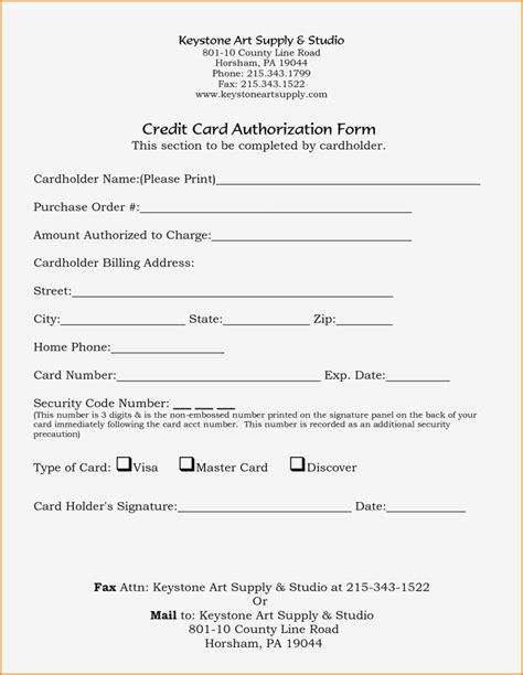 Credit Card Billing Authorization Form Template Professional Template