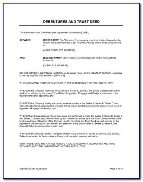 Trust Deed Template South Africa