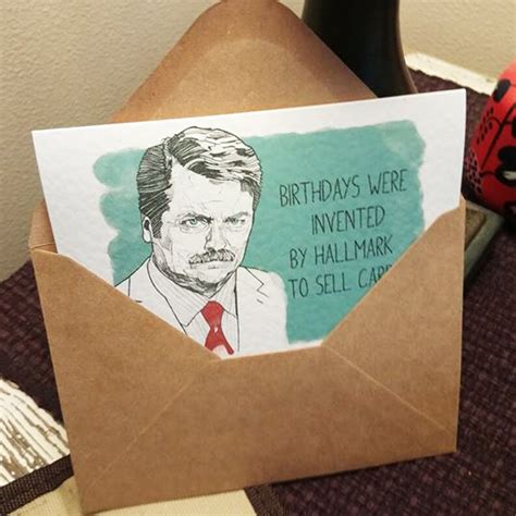 Ron Swanson A6 Birthday Card Ron Swanson Greetings Card Etsy