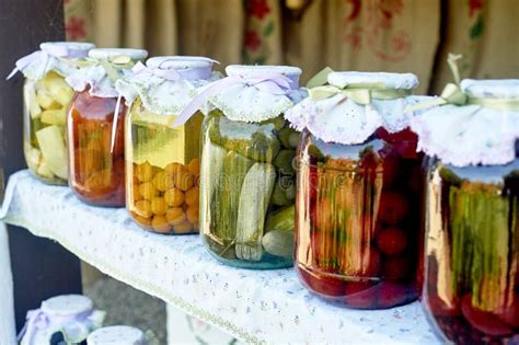 Jars Of Stocks For The Winter On White Stock Photo Image Of