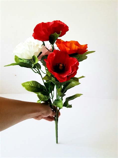 colorful poppy bouquet artificial silk poppy anemones bunch etsy