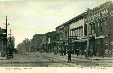 Clinton Indiana Business Section Vintage Postcard Photo