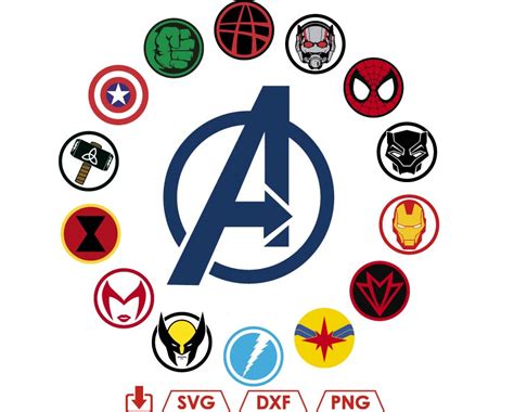 Avengers Svg Superhero Logos Svg Marvel Svg Superhero Cir Inspire