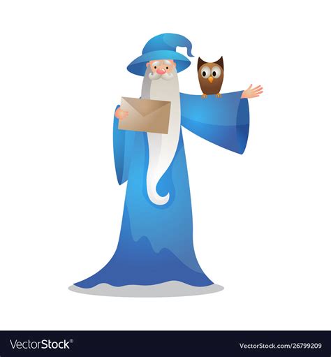 Wizard Character In Action Poses With Magic Vector Image