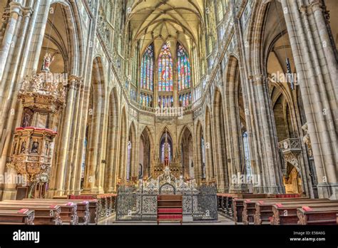 Interior Of St Vitus Cathedral In Prague Czech Republic Stock Photo