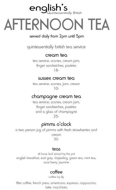 Tea Menu Tea Party Menu Tea Afternoon Tea Parties